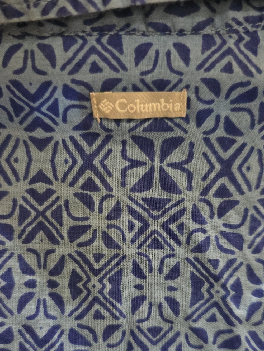 Columbia Small Womens Blue Patterned Short-Sleeve Button-Up Shirt Cotton Outdoor - Picture 4 of 13